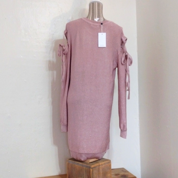 Lovers & Friends Ezra Pink Metallic Tie Sweater Dress Size XL NWT - Picture 5 of 16